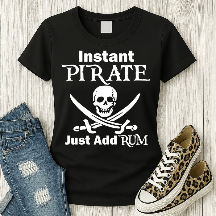 Instant Pirate Just Add Rum Skull Crosswords Womens T-Shirt