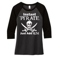 Instant Pirate Just Add Rum Skull Crosswords Women's Tri-Blend 3/4-Sleeve Raglan Shirt