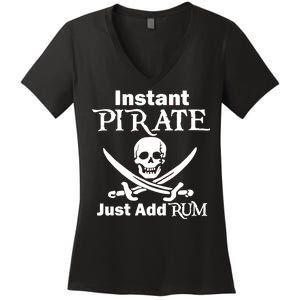 Instant Pirate Just Add Rum Skull Crosswords Women's V-Neck T-Shirt