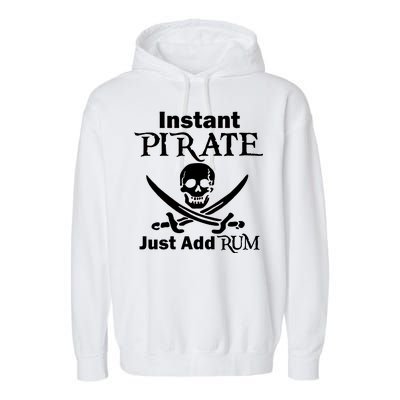 Instant Pirate Just Add Rum Skull Crosswords Garment-Dyed Fleece Hoodie