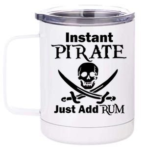 Instant Pirate Just Add Rum Skull Crosswords 12 oz Stainless Steel Tumbler Cup