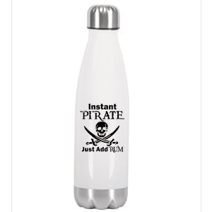 Instant Pirate Just Add Rum Skull Crosswords Stainless Steel Insulated Water Bottle