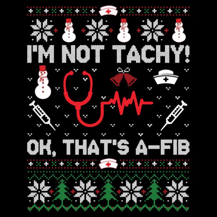 IM Not Tachy Funny Nurse Ugly Christmas Sweaters Sweat Stripe Pom Pom Beanie