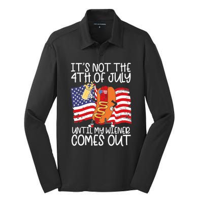 Its Not The 4th Of July Until My Weiner Comes Out Graphic Silk Touch Performance Long Sleeve Polo