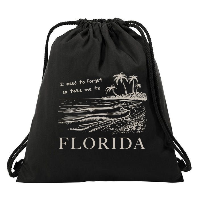 I Need To Forget Take Me To Florida Funny Drawstring Bag