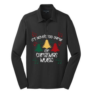 ItS Never Too Early For Christmas Music Teacher Silk Touch Performance Long Sleeve Polo