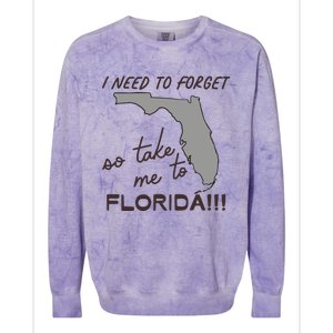 I Need To Forget So Take Me To Florida Ttpd Colorblast Crewneck Sweatshirt