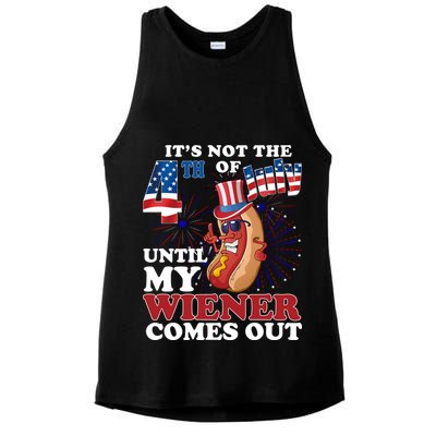 Its Not The 4th Of July Until My Wiener Comes Out Funny Ladies PosiCharge Tri-Blend Wicking Tank