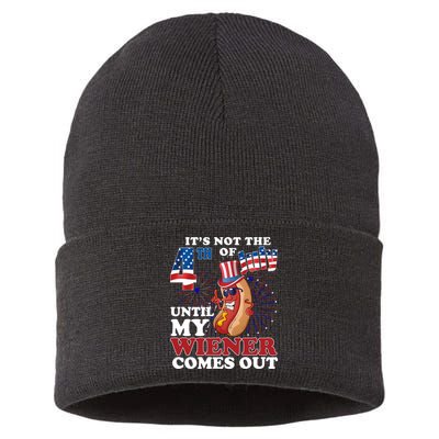 Its Not The 4th Of July Until My Wiener Comes Out Funny Sustainable Knit Beanie