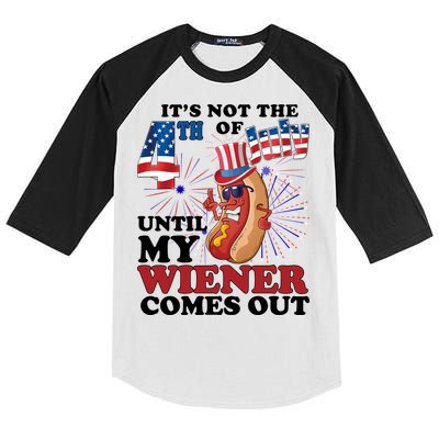 Its Not The 4th Of July Until My Wiener Comes Out Funny Kids Colorblock Raglan Jersey