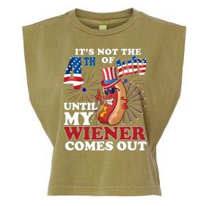 Its Not The 4th Of July Until My Wiener Comes Out Funny Garment-Dyed Women's Muscle Tee