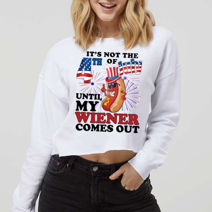 Its Not The 4th Of July Until My Wiener Comes Out Funny Cropped Pullover Crew