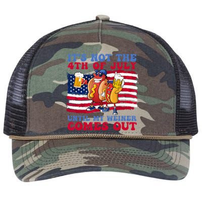 It's Not The 4th of July Until My Weiner Comes Out Graphic Retro Rope Trucker Hat Cap