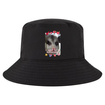 I Need To Be Euthanized Funny Opossum Dark Humor Meme Mental Cool Comfort Performance Bucket Hat