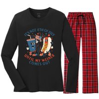 ItS Not The 4th Of July Until My Weiner Comes Out Hot Dog Women's Long Sleeve Flannel Pajama Set 