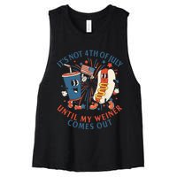 ItS Not The 4th Of July Until My Weiner Comes Out Hot Dog Women's Racerback Cropped Tank