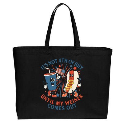 ItS Not The 4th Of July Until My Weiner Comes Out Hot Dog Cotton Canvas Jumbo Tote