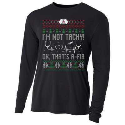 Im Not Tachy Nursing Scrubs Funny Nurse Ugly Christmas Cooling Performance Long Sleeve Crew