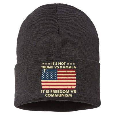 Its Not Trump Vs Kamala Its Freedom Vs Communism Sustainable Knit Beanie