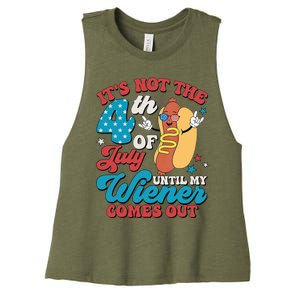 ItS Not The 4th Of July Until My Weiner Comes Out Dad Joke Women's Racerback Cropped Tank