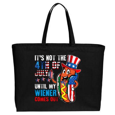 It's Not The 4th Of July Until My Wiener Comes Out Patriotic Cotton Canvas Jumbo Tote