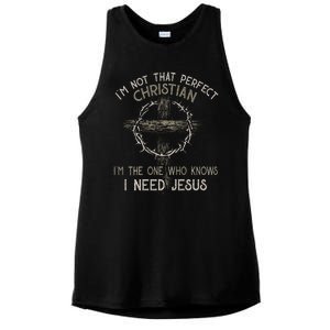 IM Not That Perfect Christian M The One That Knows Ladies PosiCharge Tri-Blend Wicking Tank