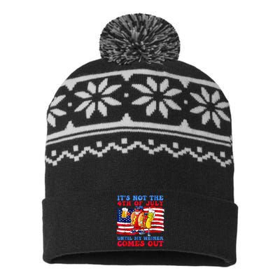 ItS Not The 4th Of July Until My Wiener Comes Out Hot Dog USA-Made Snowflake Beanie