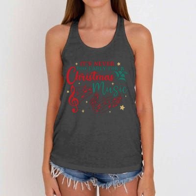 ItS Never Too Early For Christmas Music Women's Knotted Racerback Tank