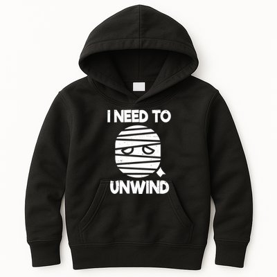 I Need To Unwind Funny Mummy Halloween Kids Hoodie