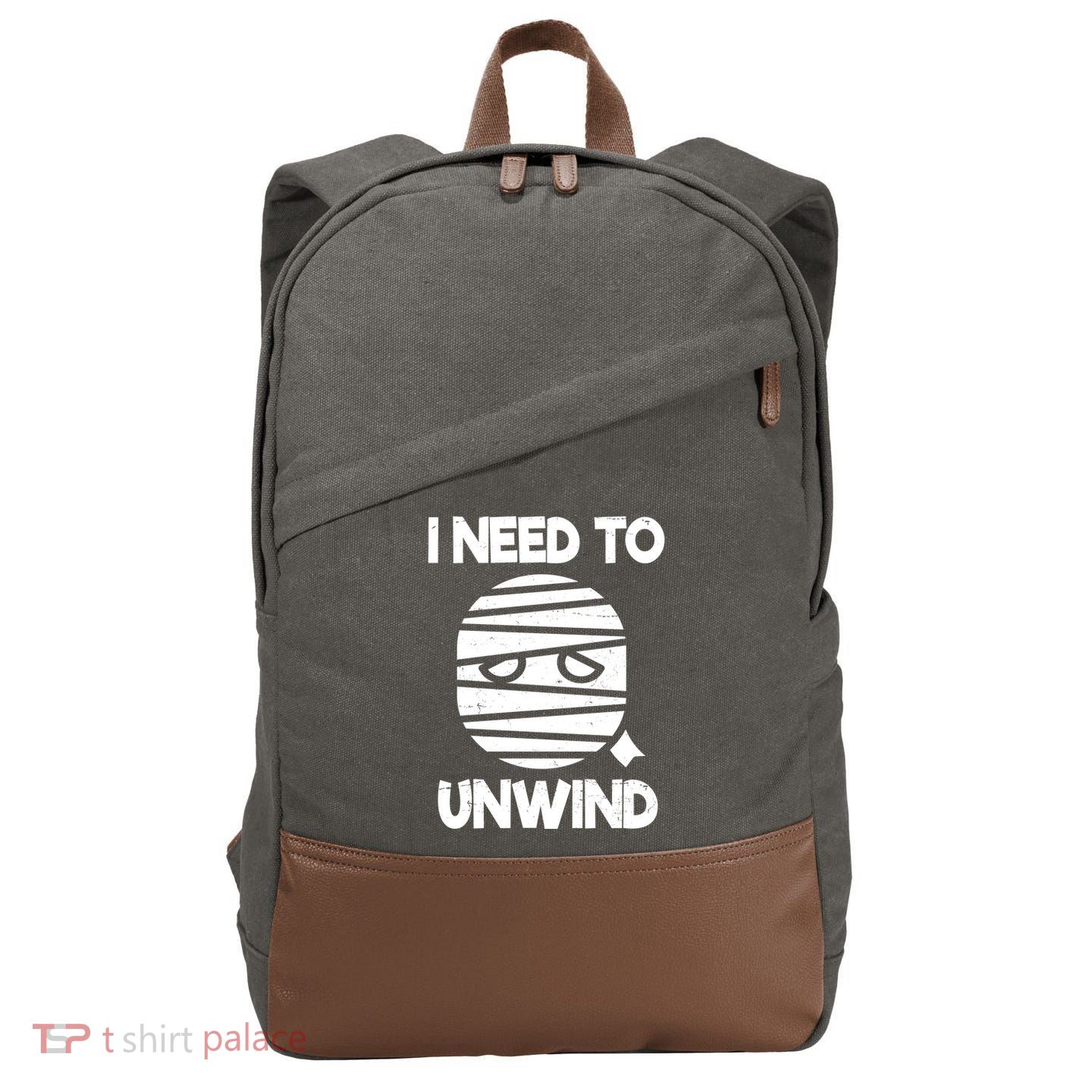 I Need To Unwind Funny Mummy Halloween Cotton Canvas Backpack