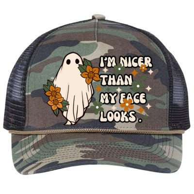 Im Nicer Than My Face Looks Sarcastic Funny Graphic Attitude Design Retro Rope Trucker Hat Cap