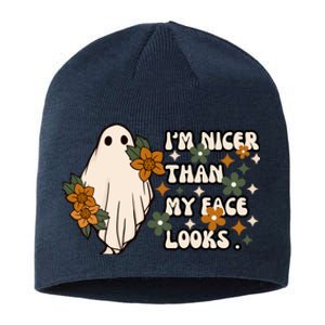 Im Nicer Than My Face Looks Sarcastic Funny Graphic Attitude Design Sustainable Beanie