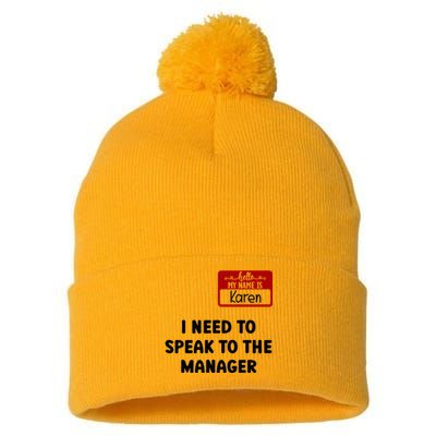 I Need To Speak to the Manager Halloween My Name Is Karen Pom Pom 12in Knit Beanie