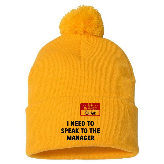 I Need To Speak to the Manager Halloween My Name Is Karen Pom Pom 12in Knit Beanie