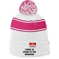 I Need To Speak to the Manager Halloween My Name Is Karen Stripe Pom Pom Beanie