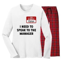 I Need To Speak to the Manager Halloween My Name Is Karen Women's Long Sleeve Flannel Pajama Set 