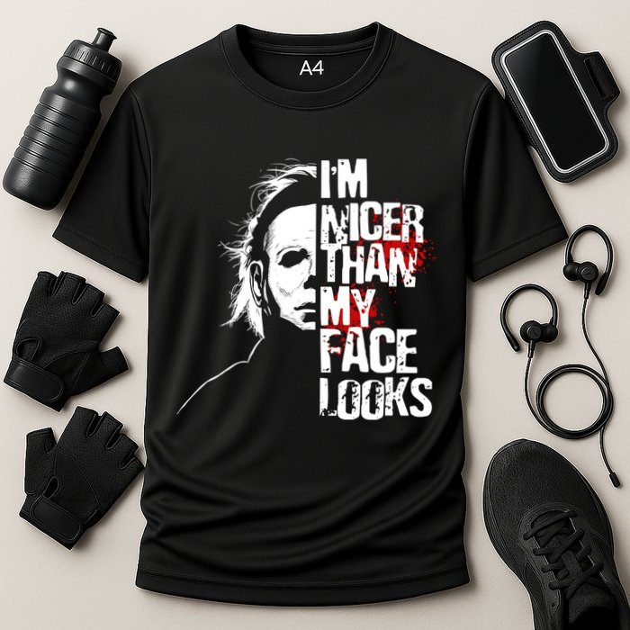 Im Nicer Than My Face Looks Spooky Halloween Cooling Performance Crew T-Shirt