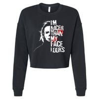 Im Nicer Than My Face Looks Spooky Halloween Cropped Pullover Crew