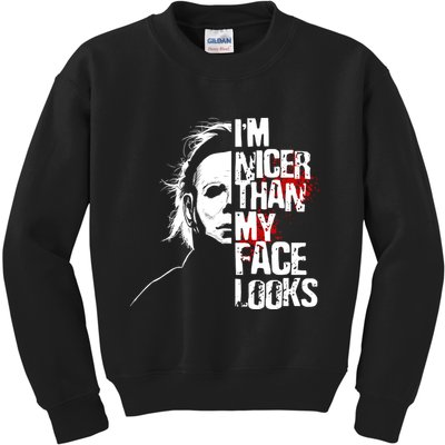 Im Nicer Than My Face Looks Spooky Halloween Kids Sweatshirt