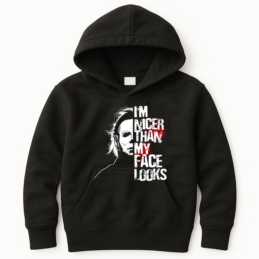 Im Nicer Than My Face Looks Spooky Halloween Kids Hoodie