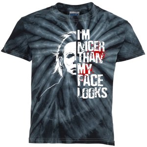 Im Nicer Than My Face Looks Spooky Halloween Kids Tie-Dye T-Shirt