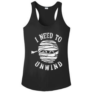 I Need To Unwind Funny Halloween Mummy Scary Premium Ladies PosiCharge Competitor Racerback Tank