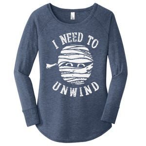 I Need To Unwind Funny Halloween Mummy Scary Premium Women's Perfect Tri Tunic Long Sleeve Shirt