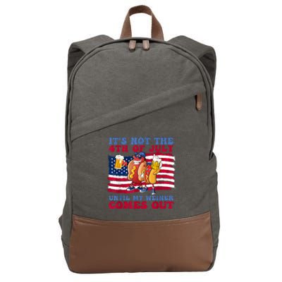 Its Not The 4th Of July Until My Weiner Comes Out Graphic Cotton Canvas Backpack