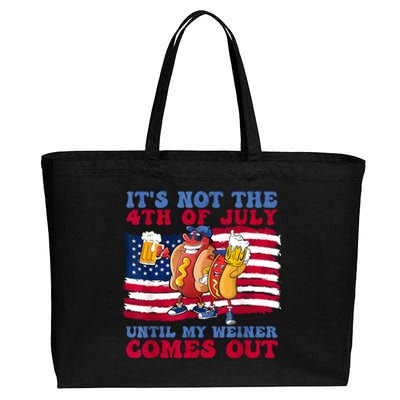 Its Not The 4th Of July Until My Weiner Comes Out Graphic Cotton Canvas Jumbo Tote