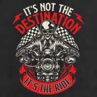 ItS Not The Destination ItS The Ride Skull Bike Rider 7 Panel Mesh Trucker Snapback Hat