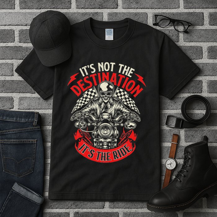 ItS Not The Destination ItS The Ride Skull Bike Rider Tall T-Shirt