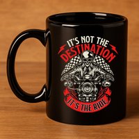 ItS Not The Destination ItS The Ride Skull Bike Rider 11oz C Handle Ceramic Mug