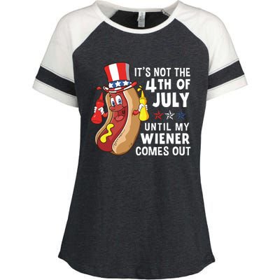 Its Not The 4th Of July Until My Wiener Comes Out Hot Dog Enza Ladies Jersey Colorblock Tee