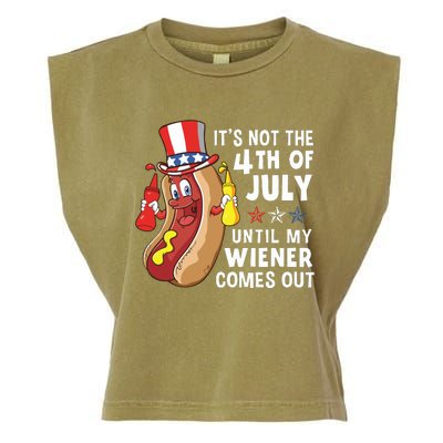 Its Not The 4th Of July Until My Wiener Comes Out Hot Dog Garment-Dyed Women's Muscle Tee